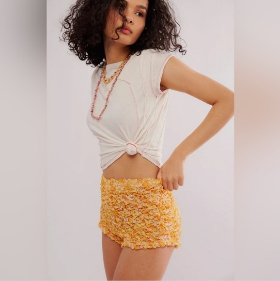 New Free People Scrunch It Up Micro Sunset Combo Festival Shorts NWOT Size Large - Picture 3 of 11